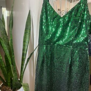 Lulu's Green Sequin Embellished Cocktail Dress